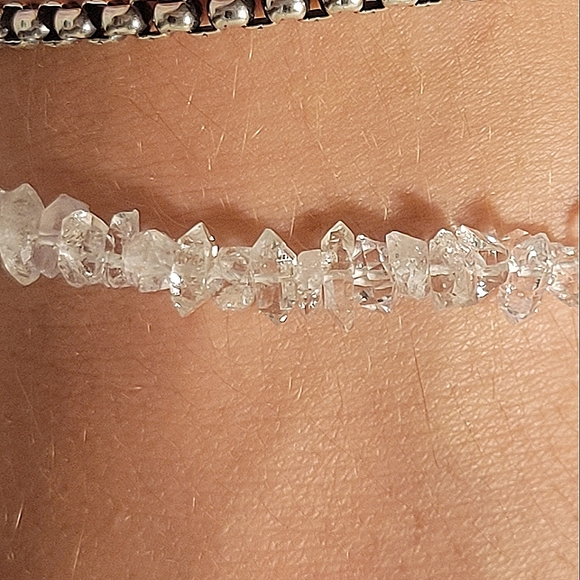 10x Natural Herkimer Diamond Pre-Drilled Beads Unisex Bracelet Jewelry Loose Gem - Picture 6 of 8